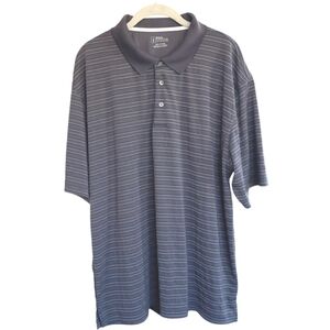 PGA TOUR Performance Golf Polo Shirt XXL Gray Striped Athletic Sporty